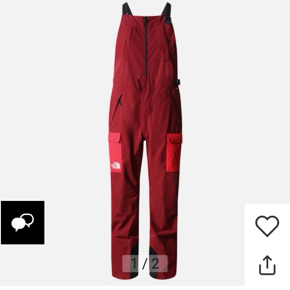 The North Face Burgundy and Red Ski Bib